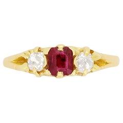 Antique Victorian 0.50ct Ruby and Diamond Trilogy Ring, c.1880s