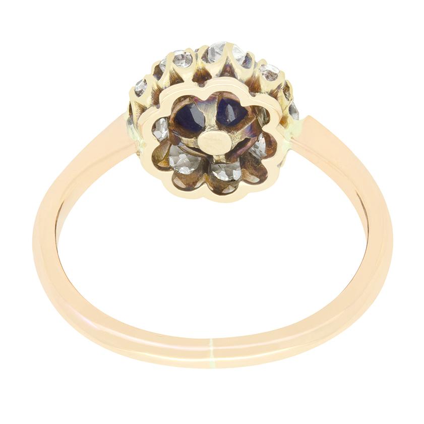 Viktorianischer 0,50ct Saphir und Diamant Cluster Ring, um 1880 im Zustand „Gut“ im Angebot in London, GB