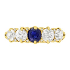 Victorian 0.50ct Sapphire and Diamond Five Stone Ring, c.1904