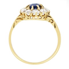 Victorian 0.50ct Sapphire and Diamond Halo Ring, c.1880s