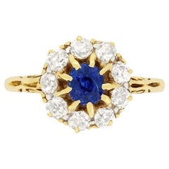 Victorian 0.50ct Sapphire and Diamond Halo Ring, c.1880s