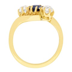 Victorian 0.50ct Sapphire and Diamond Three Stone Ring, c.1880s