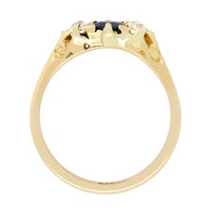 Victorian 0.50ct Sapphire and Diamond Trilogy Ring, c.1880s