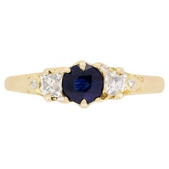Victorian 0.50ct Sapphire and Diamond Trilogy Ring, c.1880s