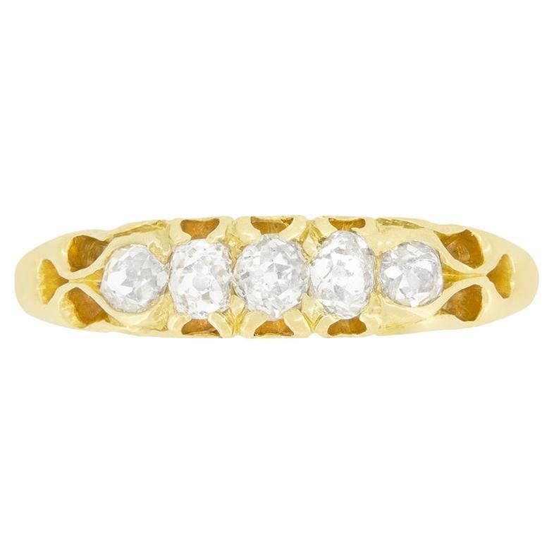 Anillo victoriano de cinco piedras y 0,51 quilates de diamantes, c.1880