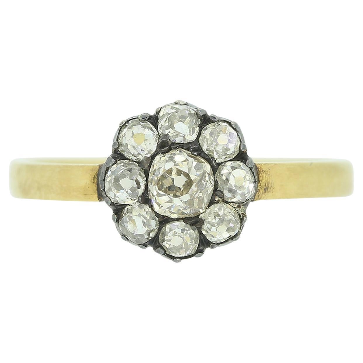 Victorian 0.52 Carat Old Cut Diamond Cluster Ring For Sale