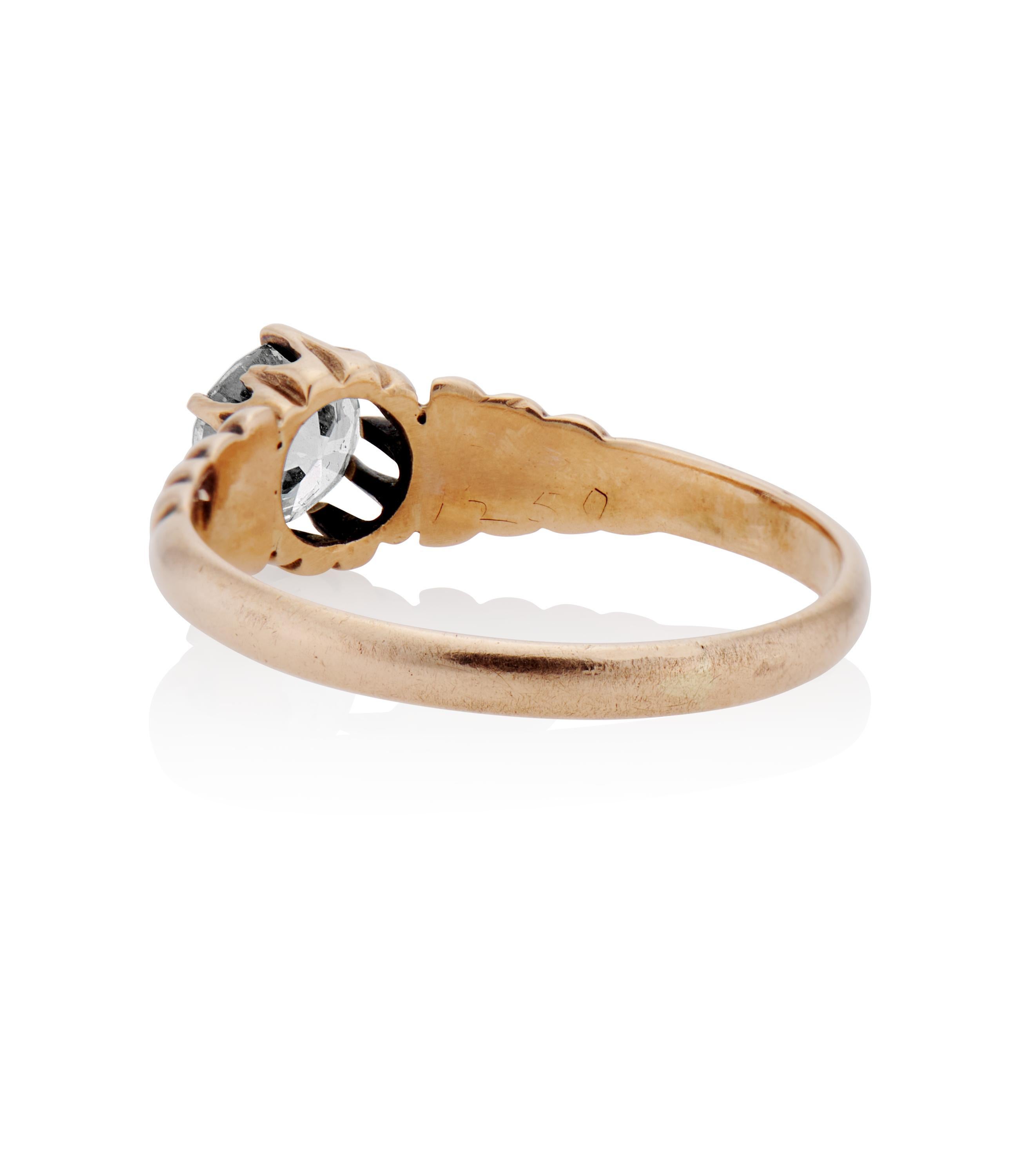 Victorian 0.54 carat Circular Brilliant Cut Diamond Antique Engagement Ring In Good Condition In New York, NY