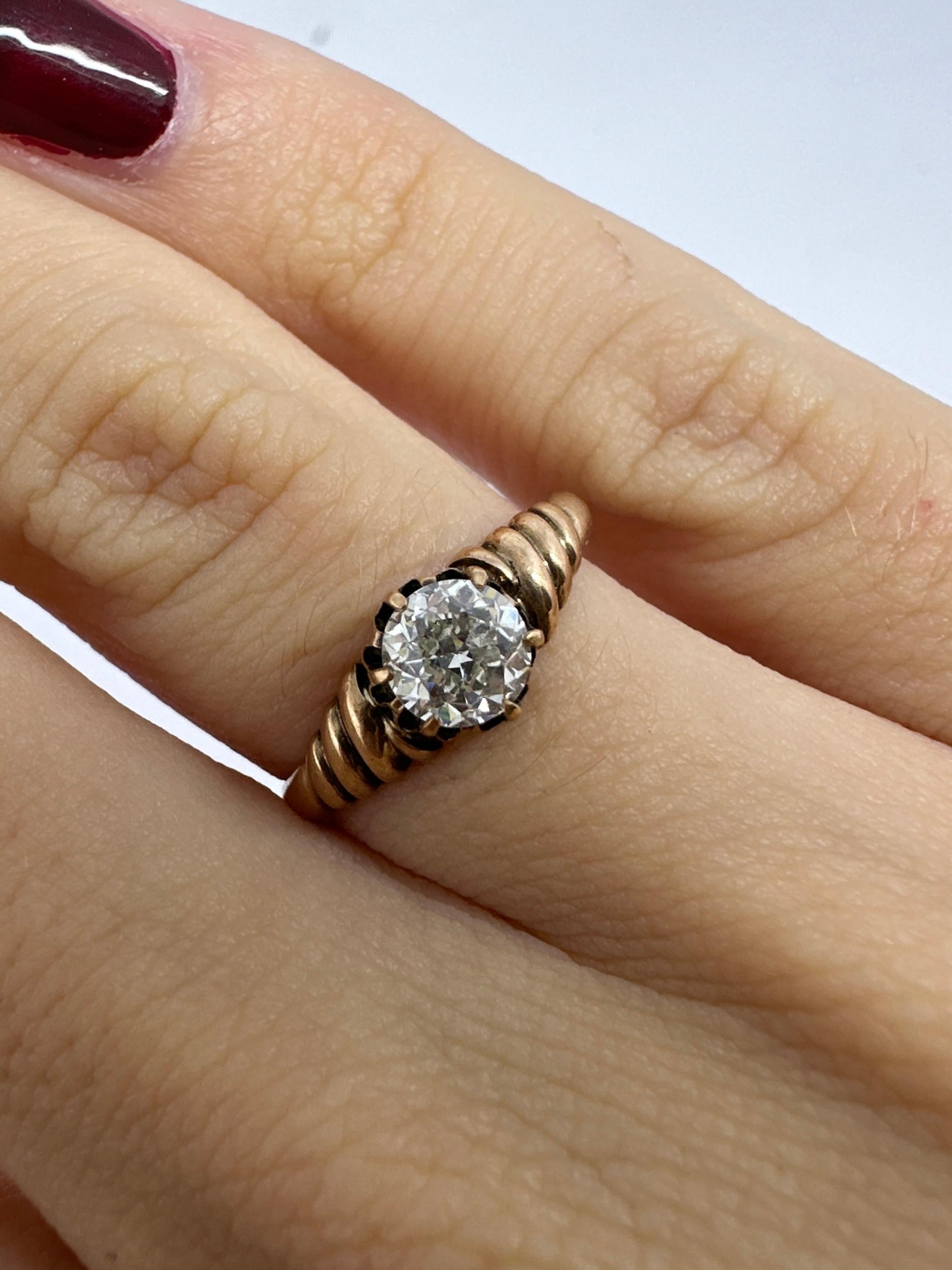 Victorian 0.54 carat Circular Brilliant Cut Diamond Antique Engagement Ring 2