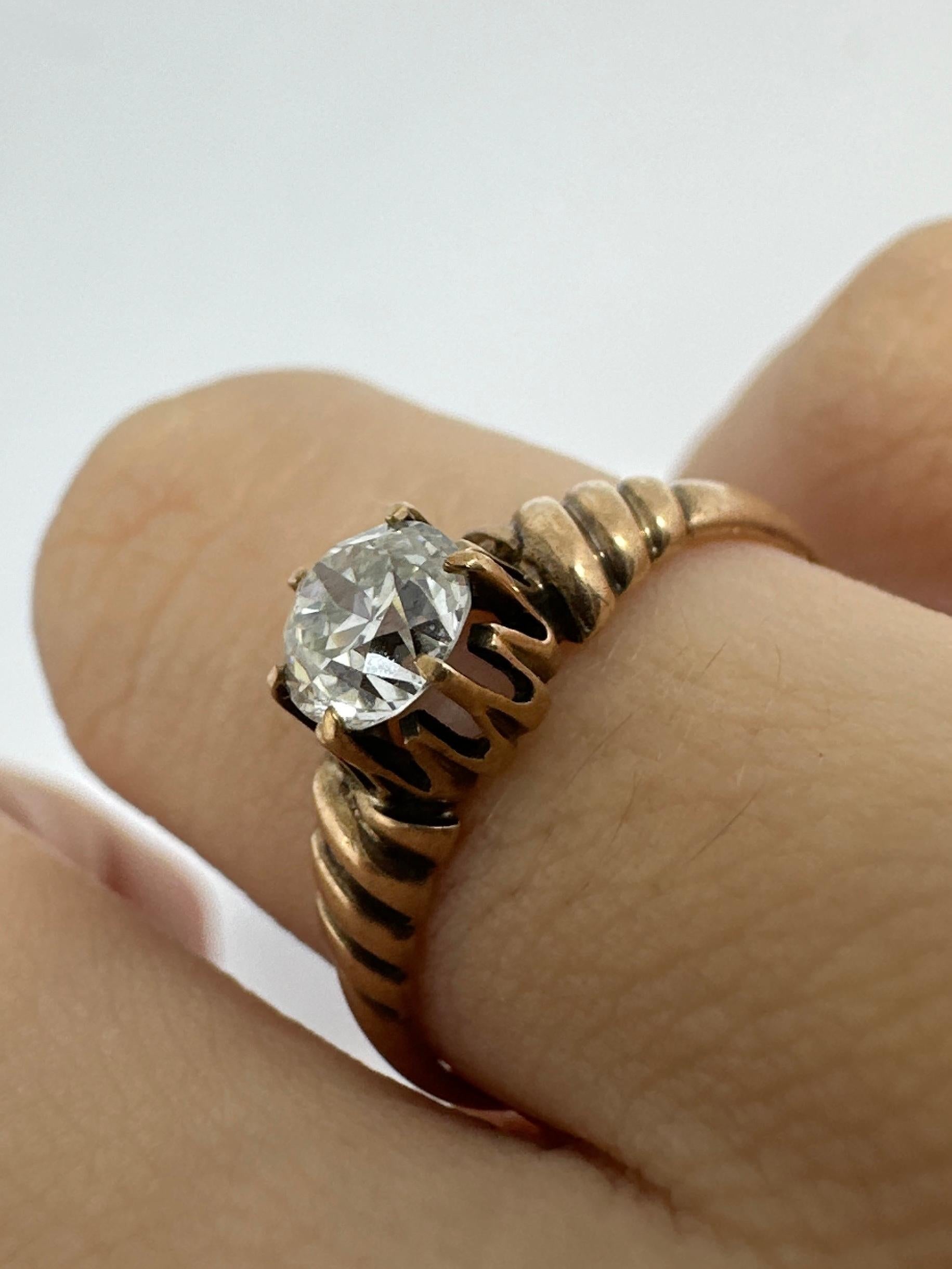 Victorian 0.54 carat Circular Brilliant Cut Diamond Antique Engagement Ring 3