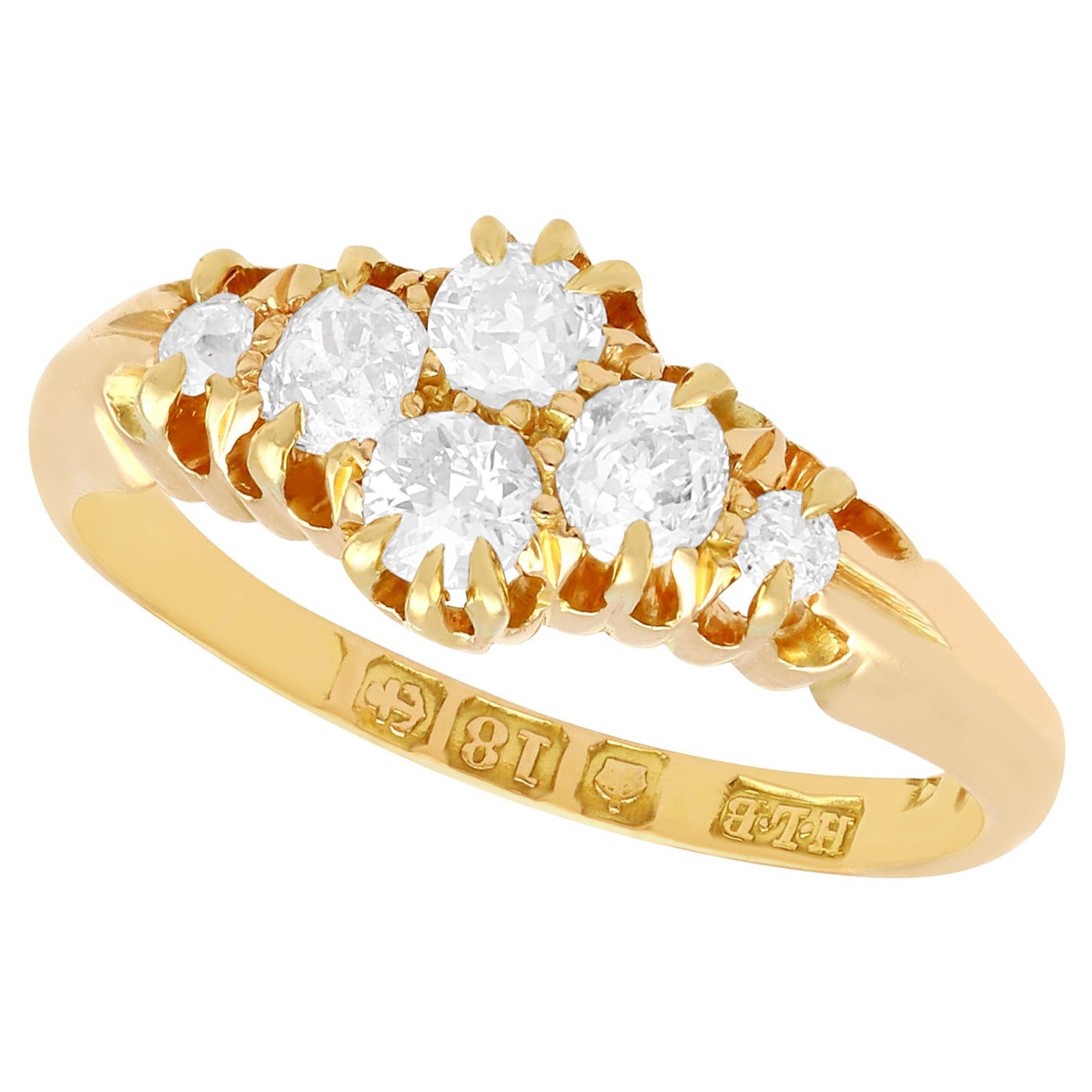Victorian 0.54ct Diamond and 18k Yellow Gold Cocktail Ring, Circa 1900 For Sale