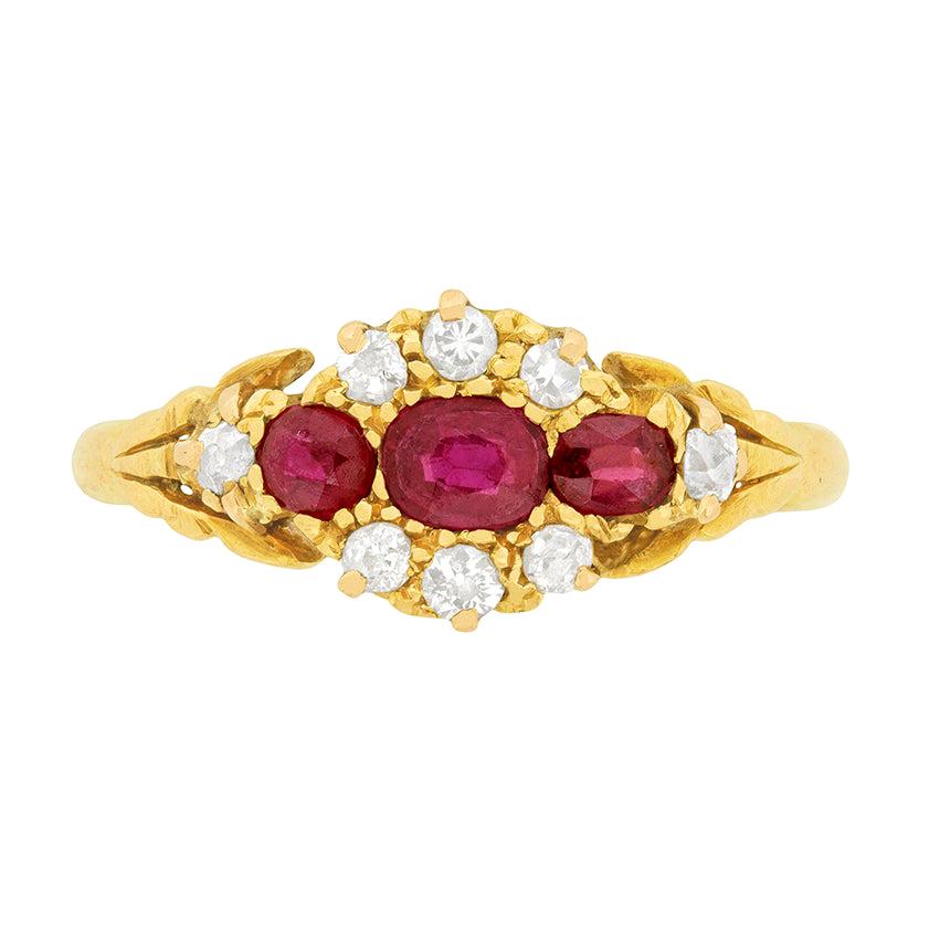 Victorian 0.55 Carat Ruby and Diamond Cluster Ring, circa 1900