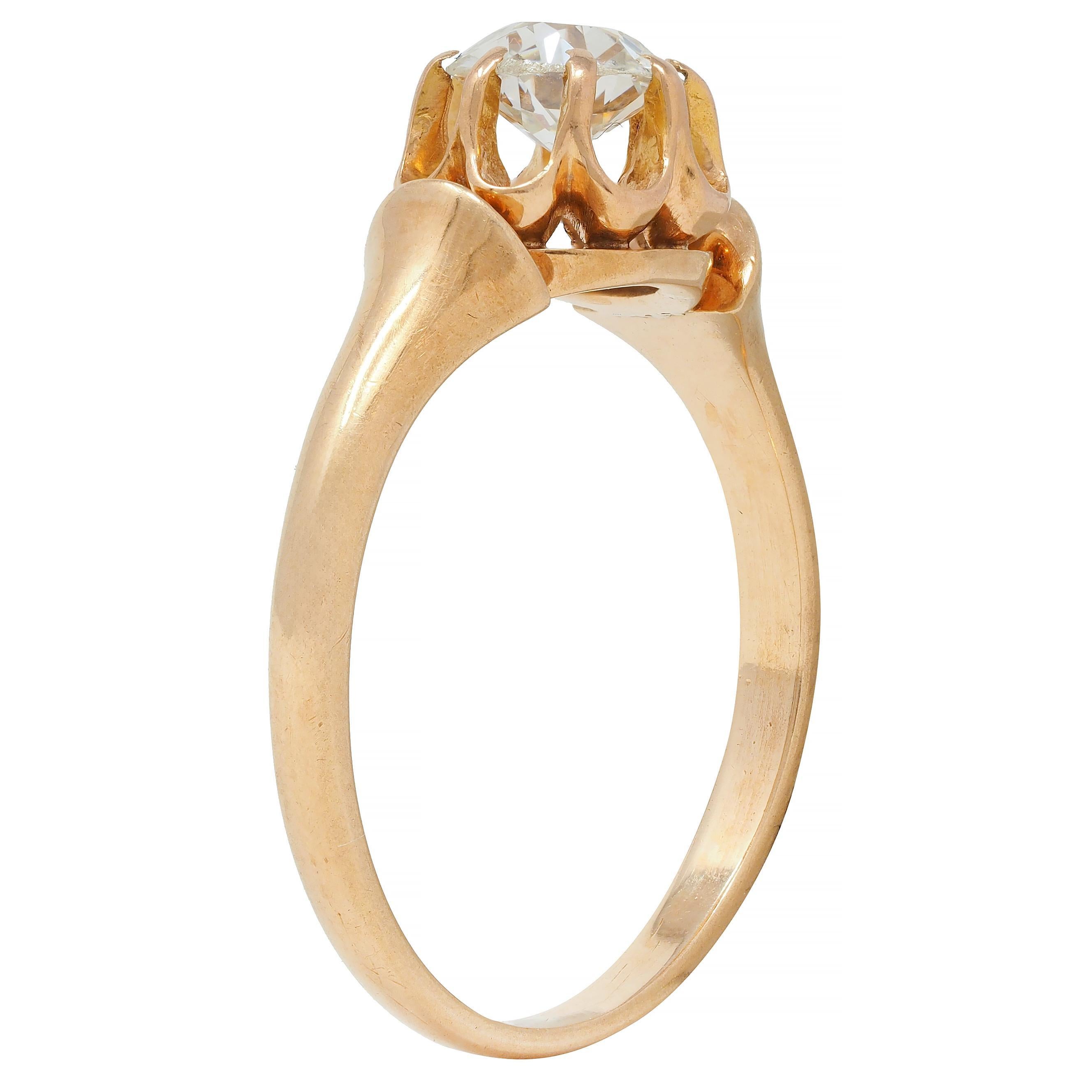 Victorian 0.55 CTW Old European Diamond 14 Karat Gold Belcher Engagement Ring 3