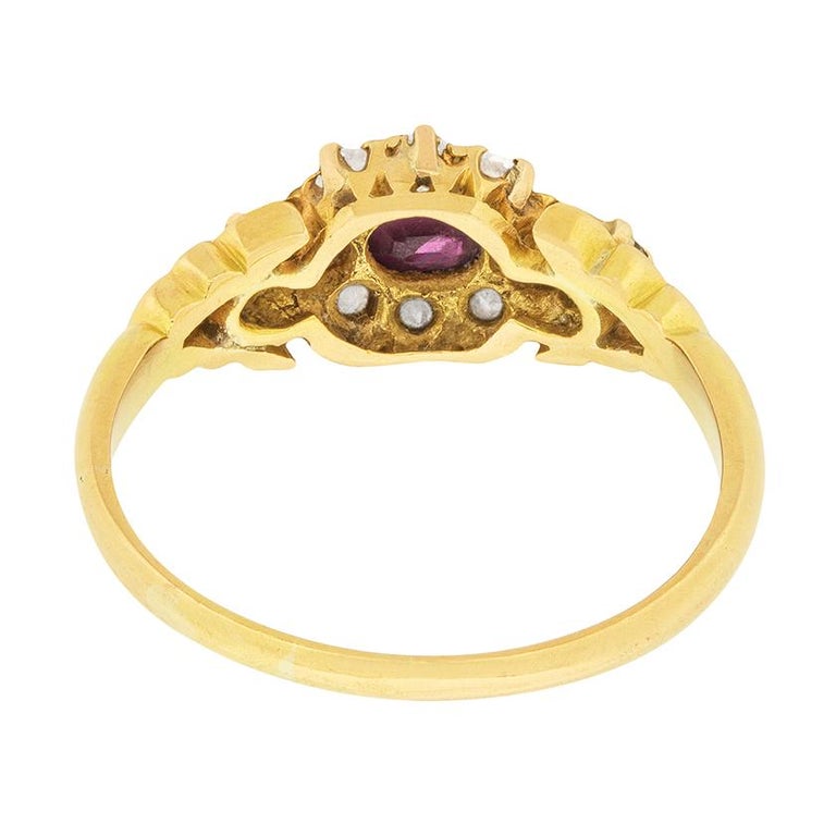 Victorian 0.55 Carat Ruby and Diamond Cluster Ring, circa 1900 For Sale ...