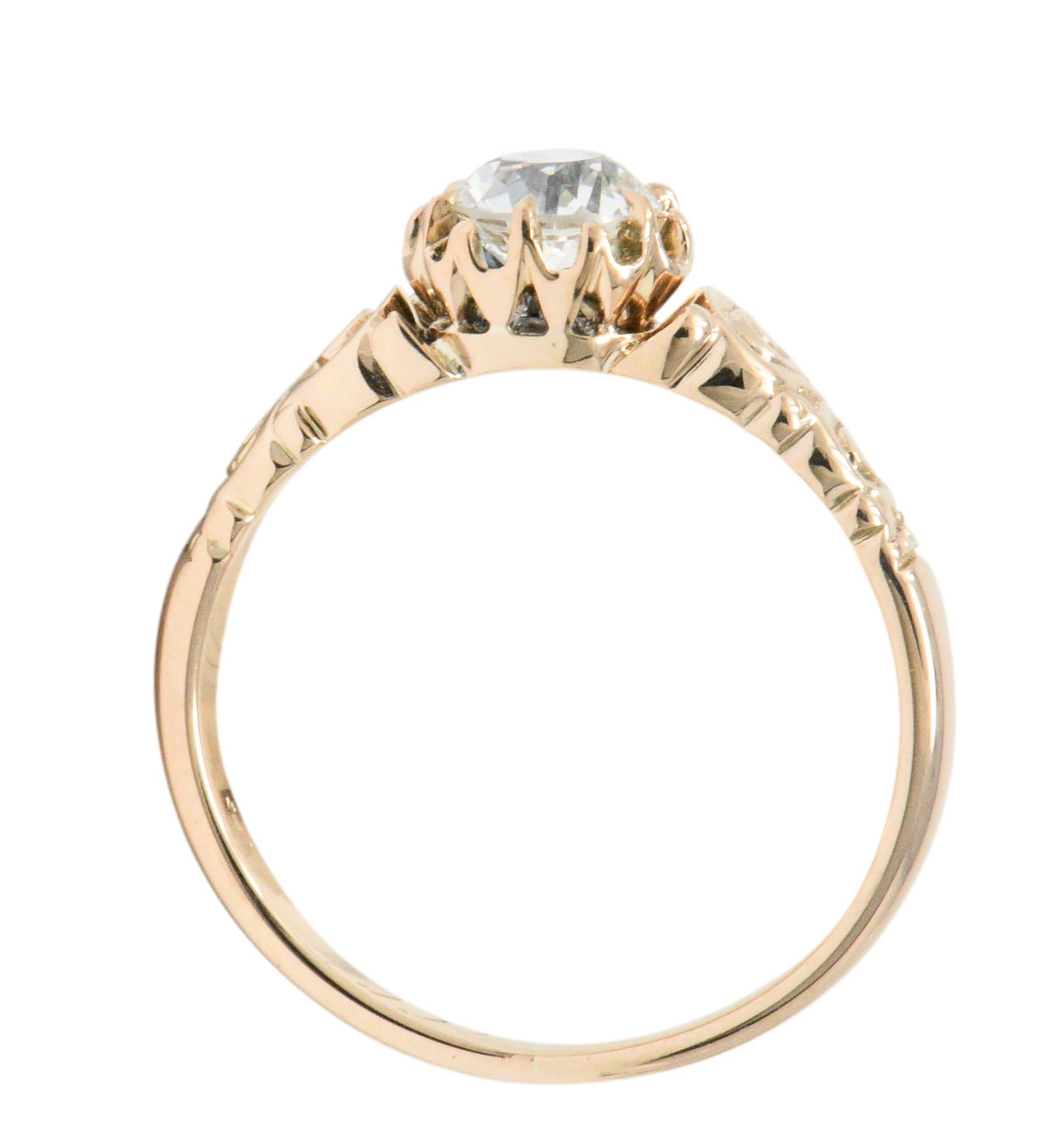 Victorian 0.57 Carat Diamond 14 Karat Rose Gold Engagement Ring GIA 1