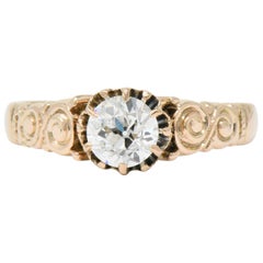 Victorian 0.57 Carat Diamond 14 Karat Rose Gold Engagement Ring GIA