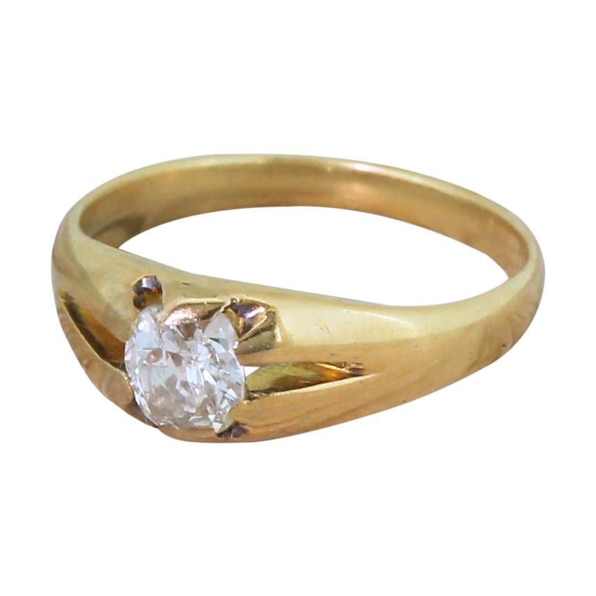 Victorian 0.57 Carat Old Mine Cut Diamond Solitaire Ring For Sale