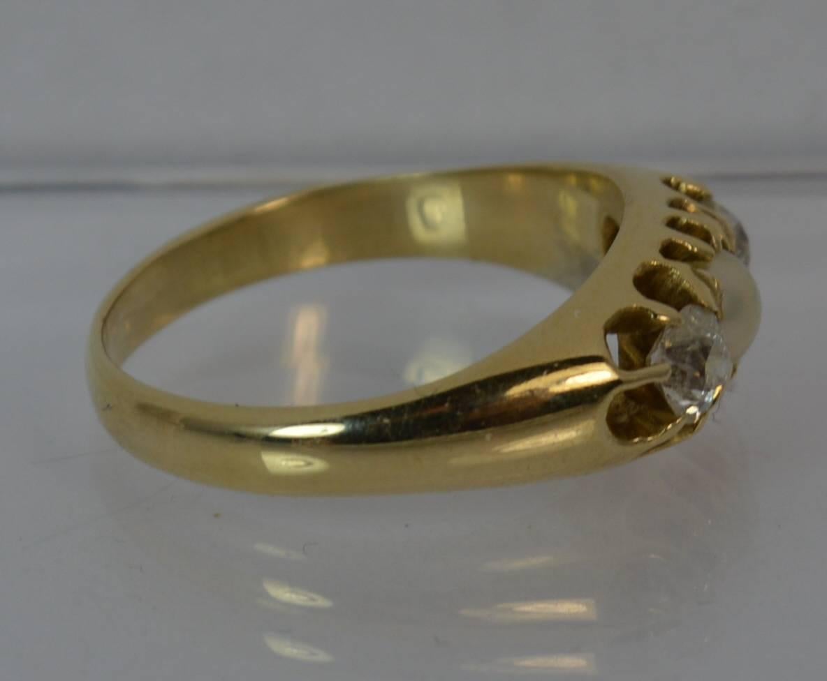 Victorian 0.60 Carat Old Cut Diamond Pearl 15 Carat Gold Trilogy Ring 4