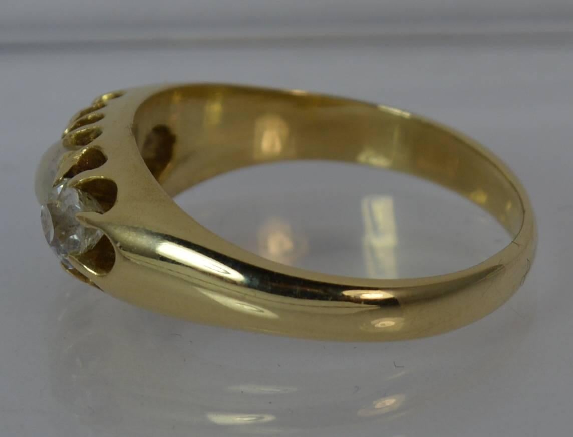 Victorian 0.60 Carat Old Cut Diamond Pearl 15 Carat Gold Trilogy Ring 2