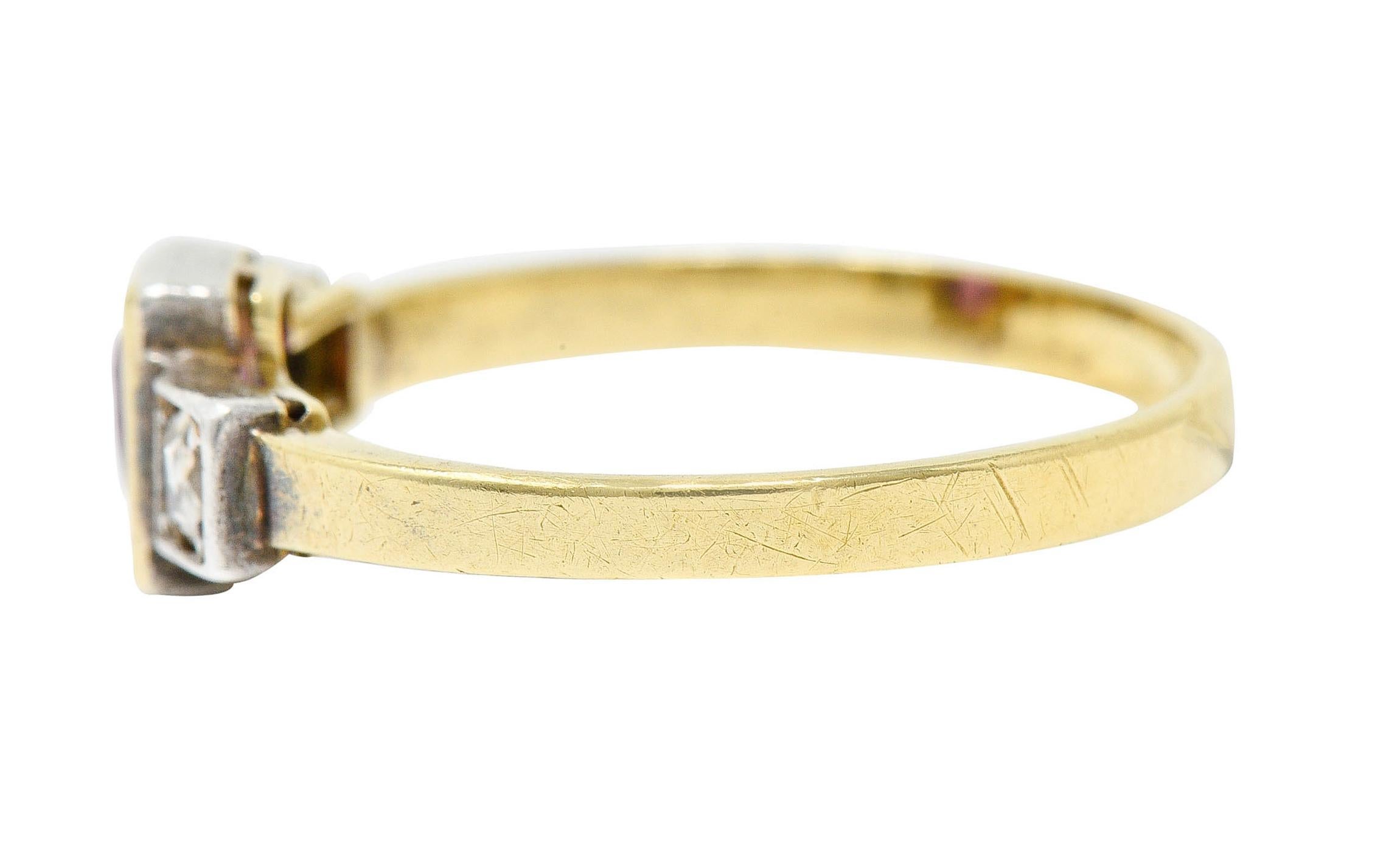Women's or Men's Victorian 0.60 Carat Ruby Diamond Platinum-Topped 18 Karat Gold Ring
