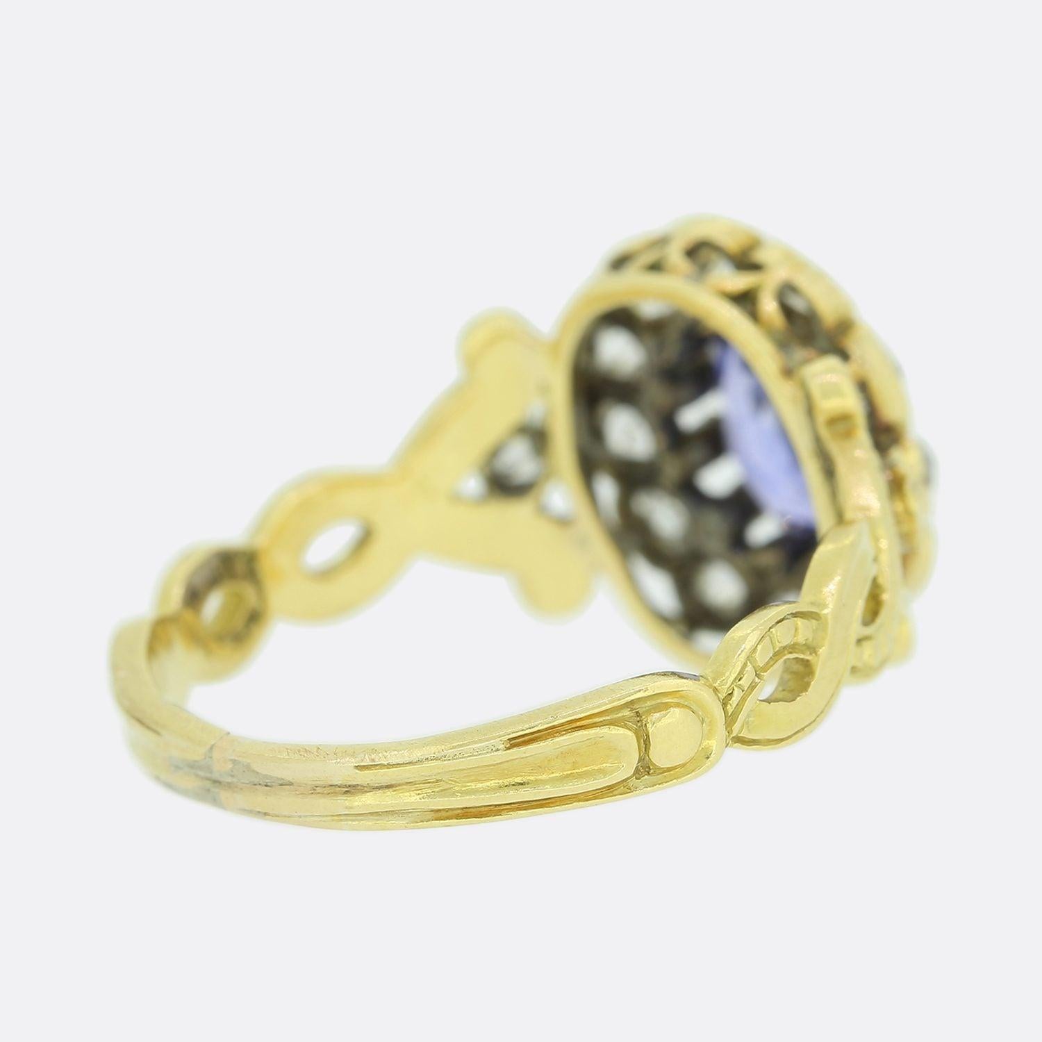 Viktorianischer Ring mit 0,60 Karat unerhitztem Saphir und Diamant Damen im Angebot