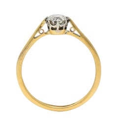 Victorian 0.60 CTW Old European Diamond Platinum 18 Karat Gold Engagement Ring
