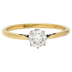 Victorian 0.60 CTW Old European Diamond Platinum 18 Karat Gold Engagement Ring
