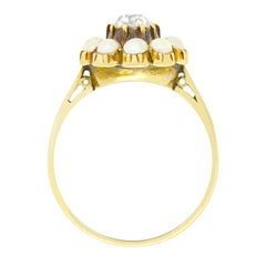 Victorian 0.60ct Diamond and Pearl Cluster Ring, c.1880s
