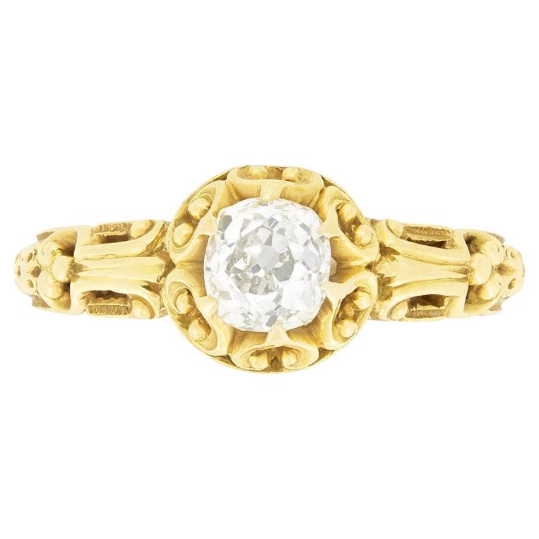 Anello vittoriano con solitario di diamanti da 0,60 carati, 1880 ca.