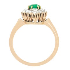 Victorian 0.60ct Emerald and Diamond Navette Ring, c.1880s