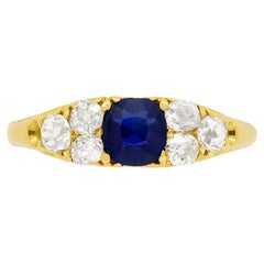 Victorian 0.60ct Sapphire and Diamond Cluster Ring, c.1880s