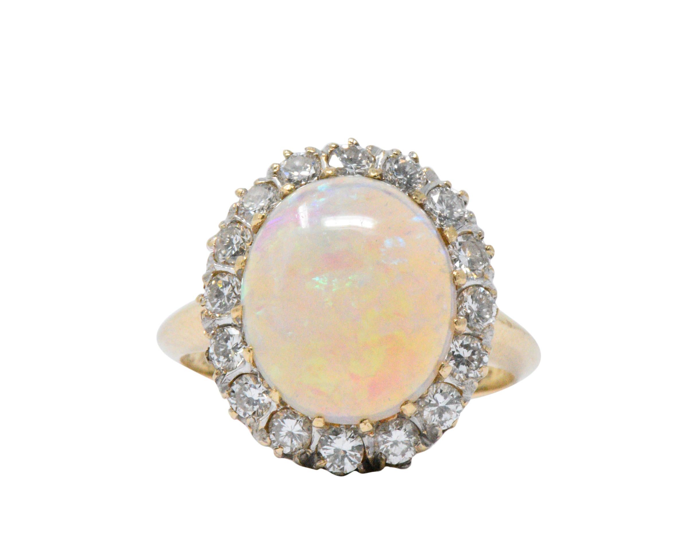 Victorian 0.65 Carat Diamond, Opal and 14 Karat Gold Ring In Good Condition In Philadelphia, PA