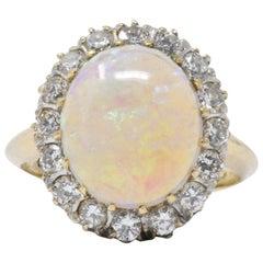 Victorian 0.65 Carat Diamond, Opal and 14 Karat Gold Ring