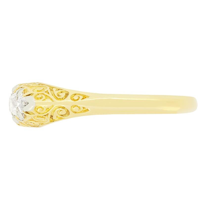 Old European Cut Victorian 0.65ct Diamond Five Stone Ring, c.1880s For Sale