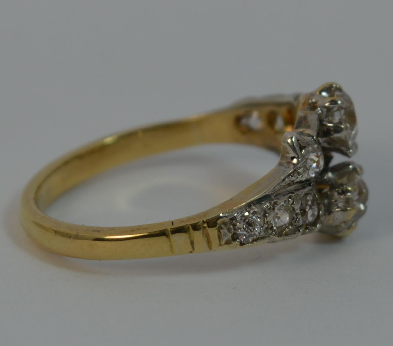 Victorian 0.65 Carat Old Cut Diamond 18 Carat Gold Toi Et Moi Engagement Ring 6