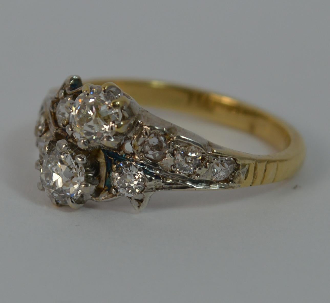 Victorian 0.65 Carat Old Cut Diamond 18 Carat Gold Toi Et Moi Engagement Ring 8