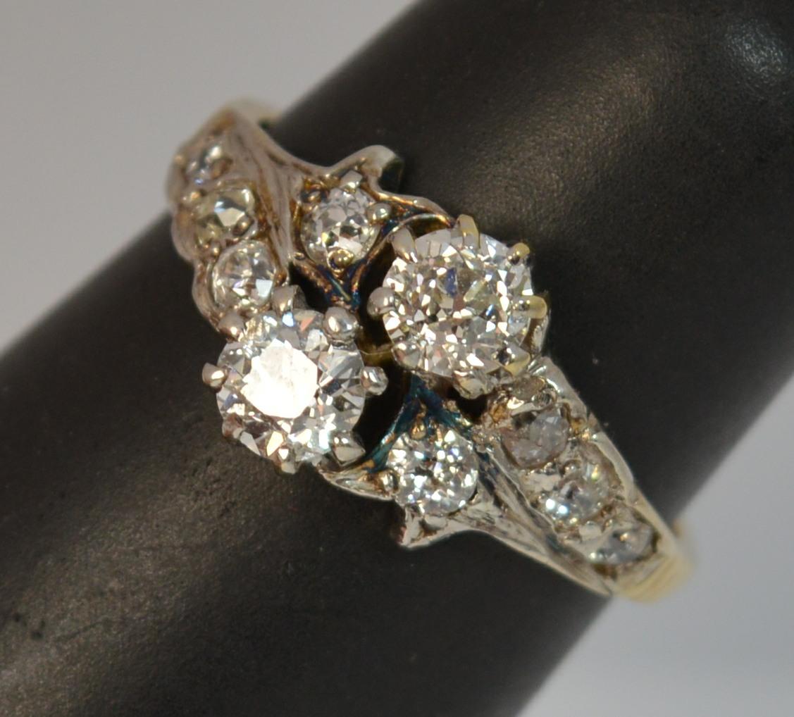 Victorian 0.65 Carat Old Cut Diamond 18 Carat Gold Toi Et Moi Engagement Ring 9