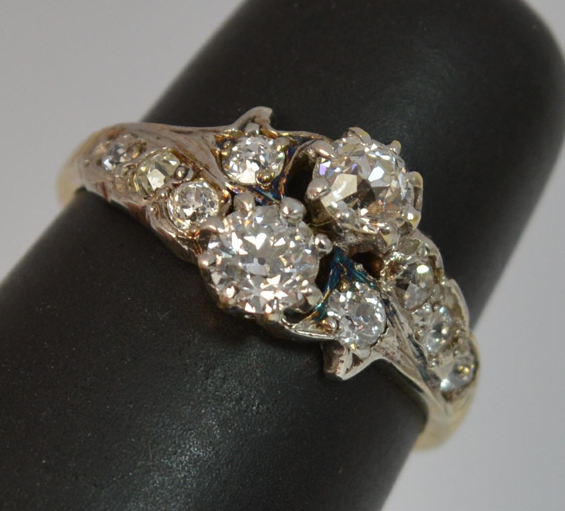 Victorian 0.65 Carat Old Cut Diamond 18 Carat Gold Toi Et Moi Engagement Ring 10