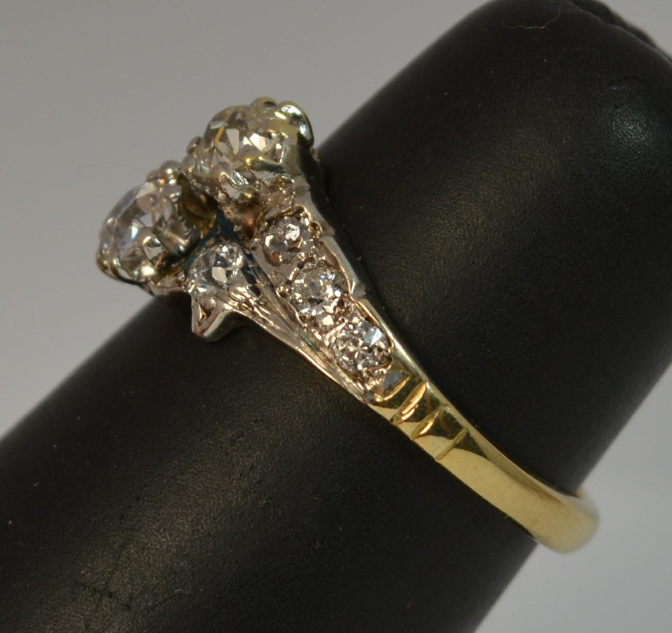 Victorian 0.65 Carat Old Cut Diamond 18 Carat Gold Toi Et Moi Engagement Ring 11