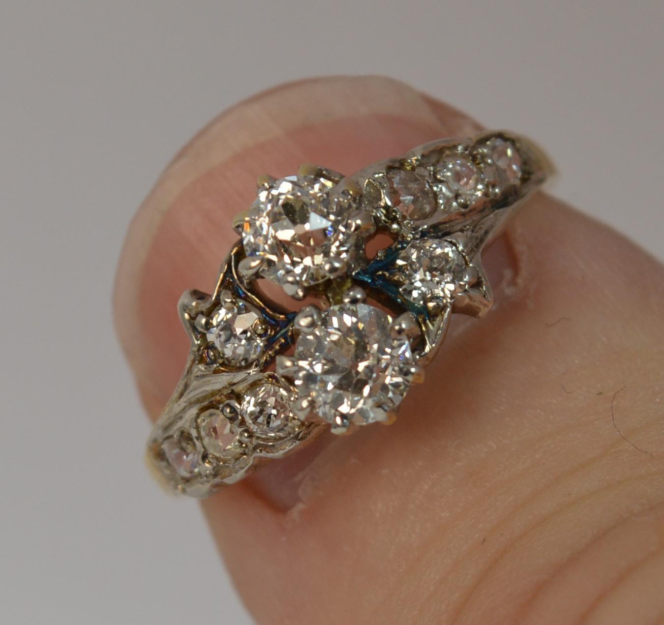 Victorian 0.65 Carat Old Cut Diamond 18 Carat Gold Toi Et Moi Engagement Ring 12