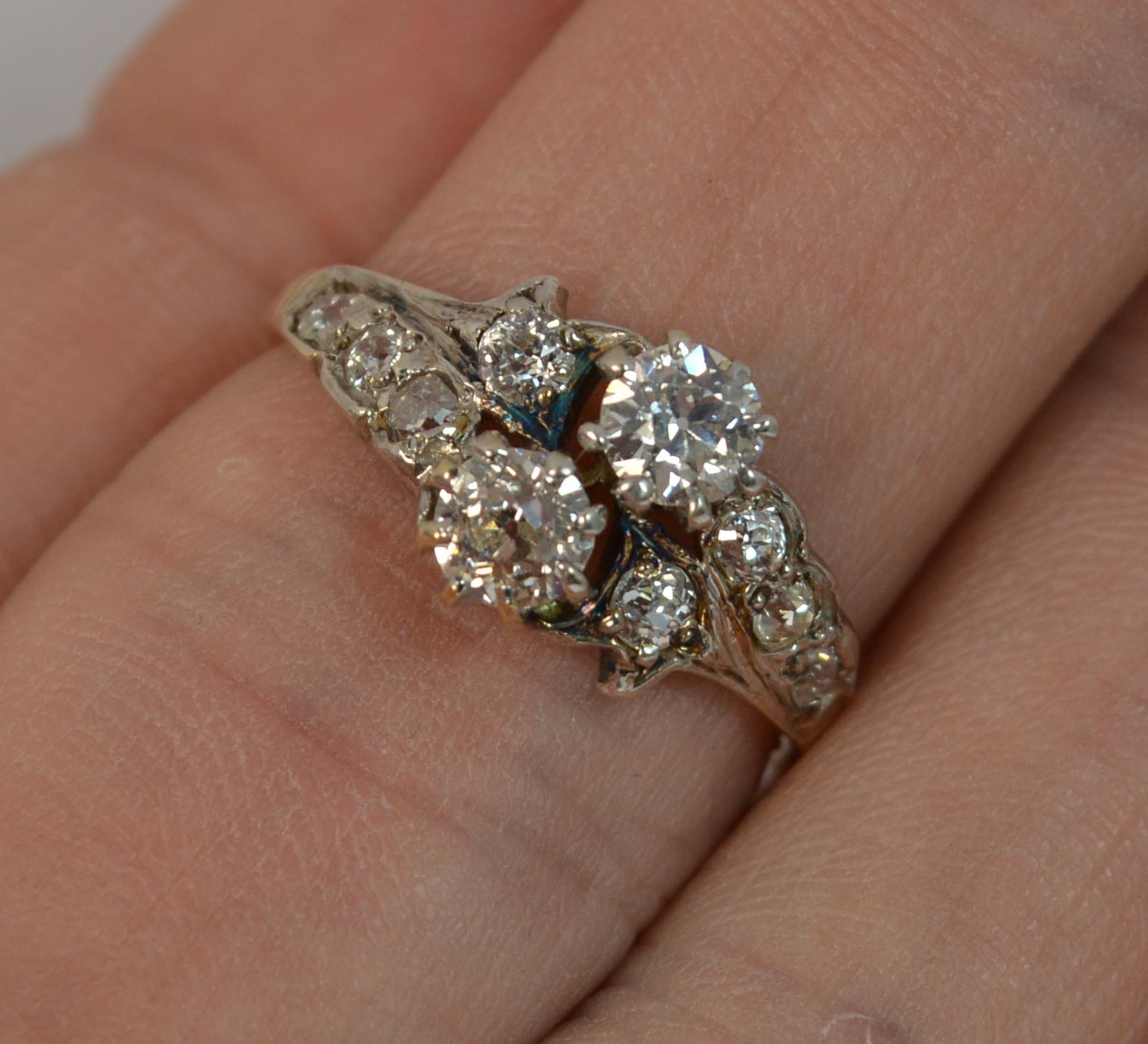 Victorian 0.65 Carat Old Cut Diamond 18 Carat Gold Toi Et Moi Engagement Ring 1