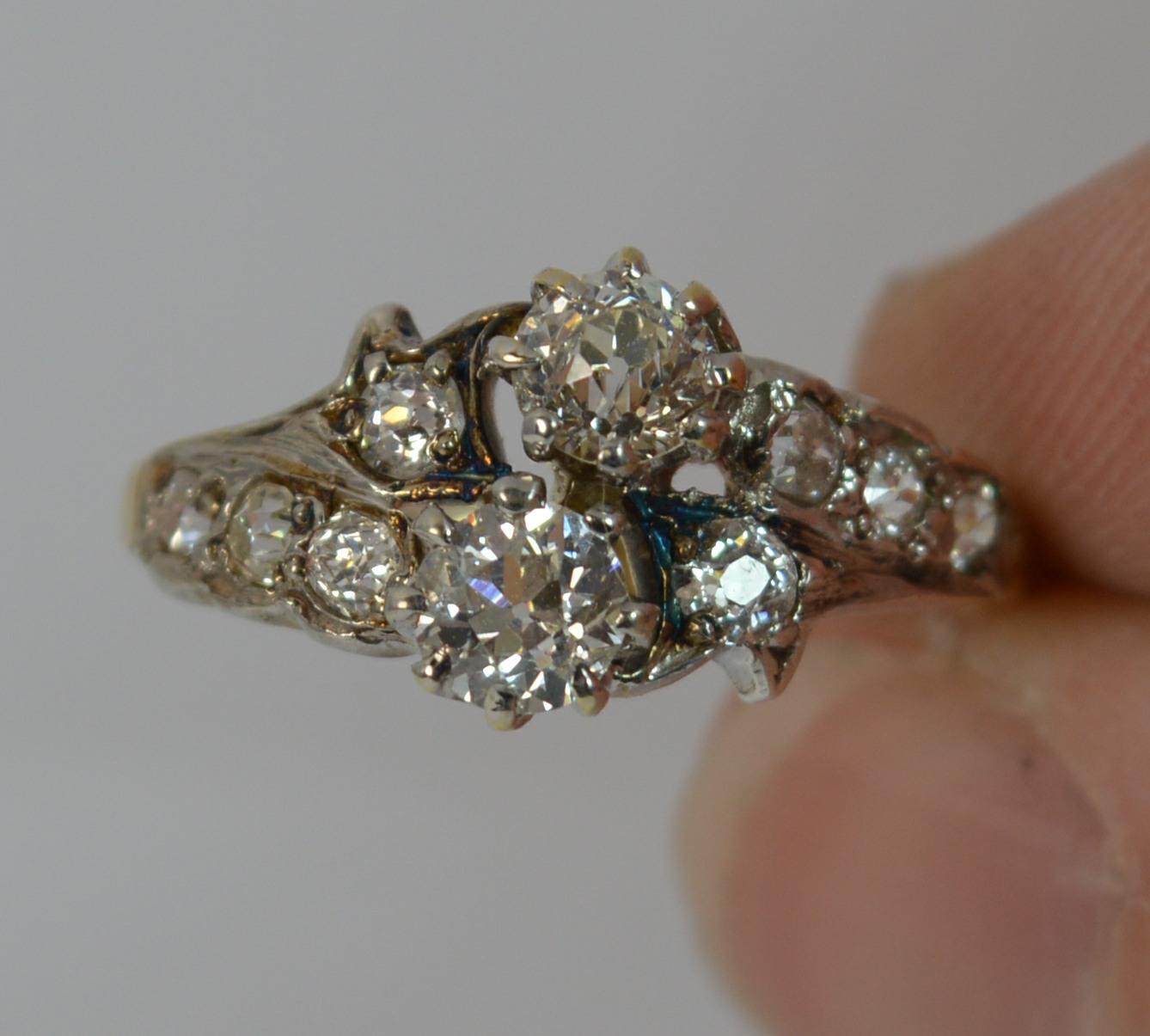 Victorian 0.65 Carat Old Cut Diamond 18 Carat Gold Toi Et Moi Engagement Ring 2