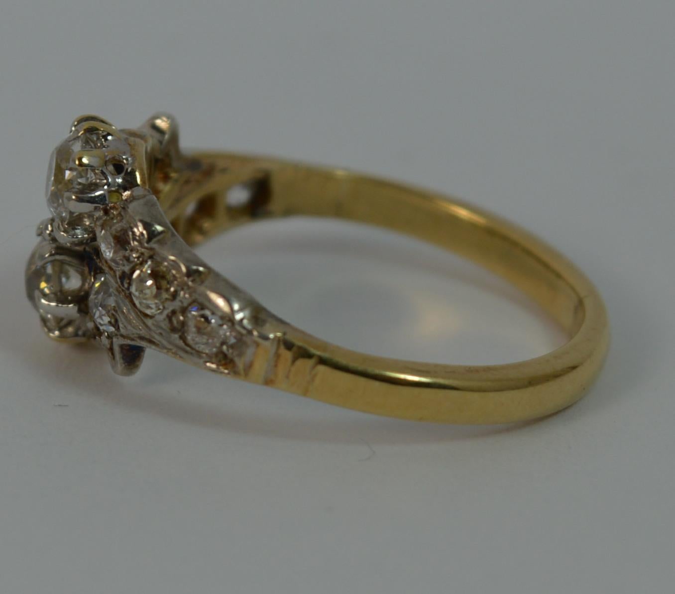 Victorian 0.65 Carat Old Cut Diamond 18 Carat Gold Toi Et Moi Engagement Ring 4