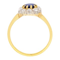 Victorian 0.65ct Sapphire and Diamond Daisy Cluster Ring, c.1880s