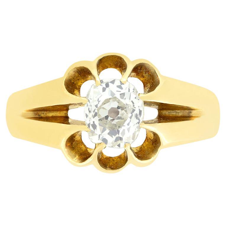 Victorian 0.65ct Yellow Diamond Ring, hallmarked 1887 For Sale