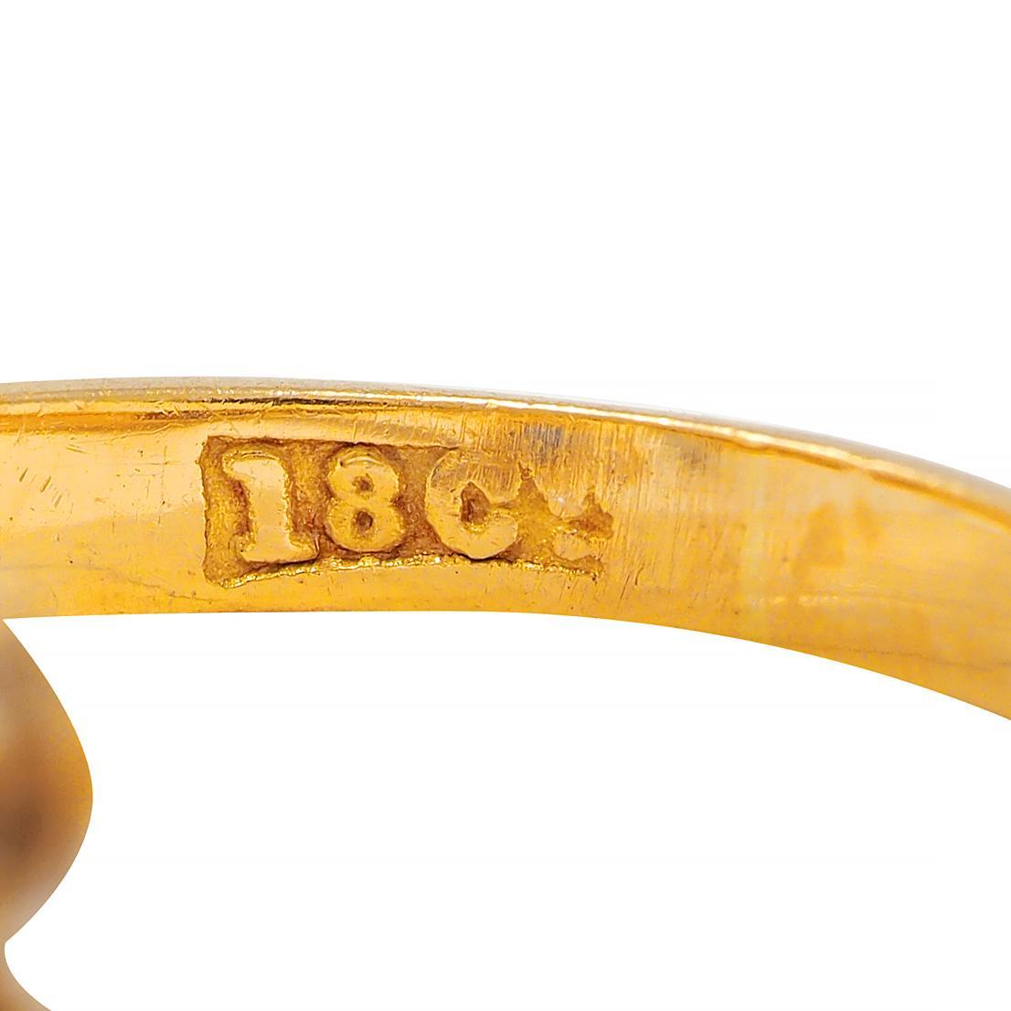 Victorian 0.68 CTW Sapphire Diamond 18 Karat Yellow Gold Antique Bypass Ring 7