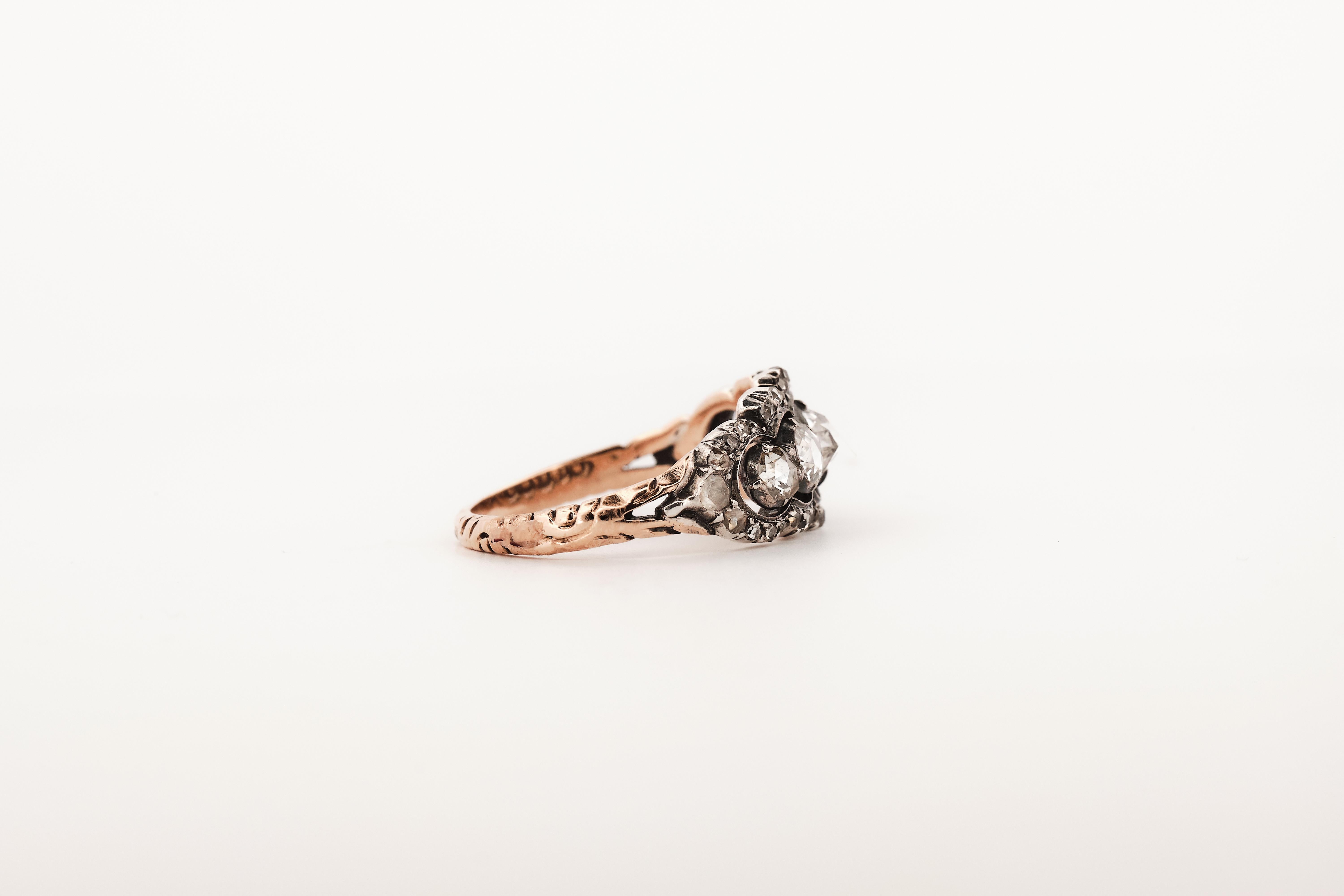 Victorian 0.7 carat five stone rose cut diamond ring For Sale 5