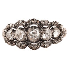 Antique Victorian 0.7 carat five stone rose cut diamond ring
