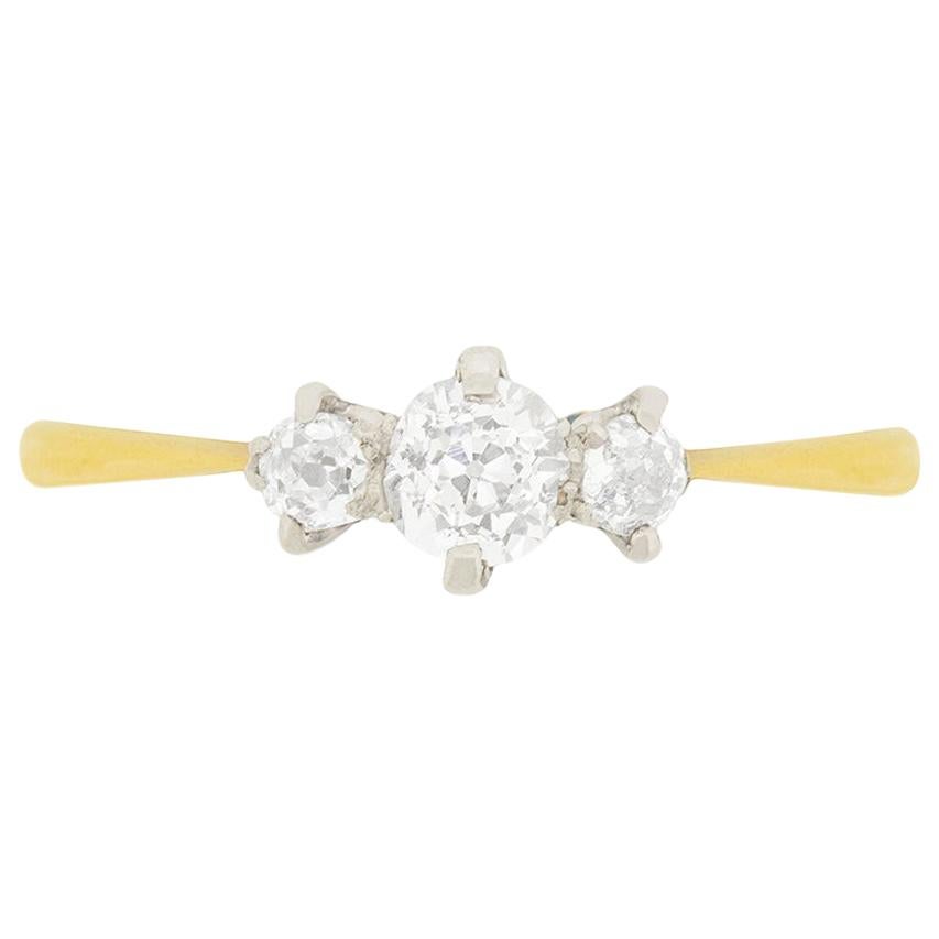 Victorian 0.70 Carat Diamond Three-Stone Engagement Ring, circa 1880s