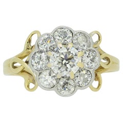 Antique Victorian 0.70 Carat Old Cut Diamond Cluster Ring