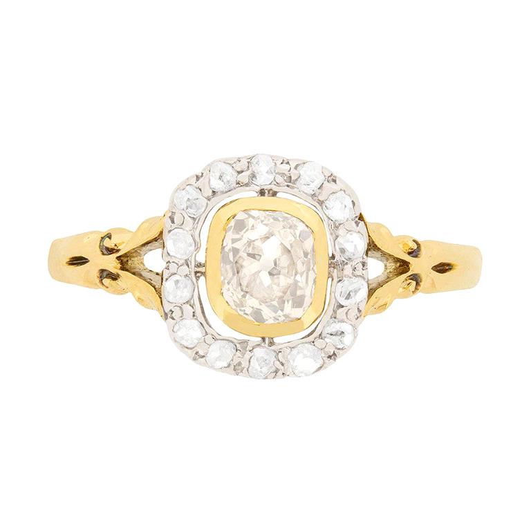 Victorian 0.74 Carat Champagne Diamond Engagement Ring, circa 1880s